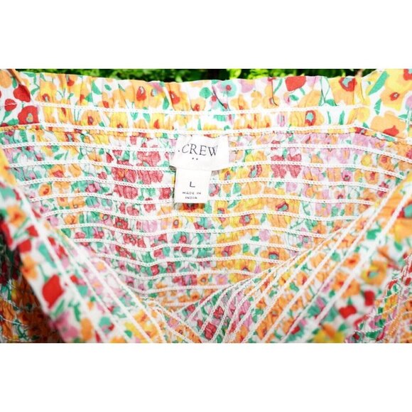 J.Crew Smocked Floral Crop Top Size Large- Cottagecore - Picture 3 of 11